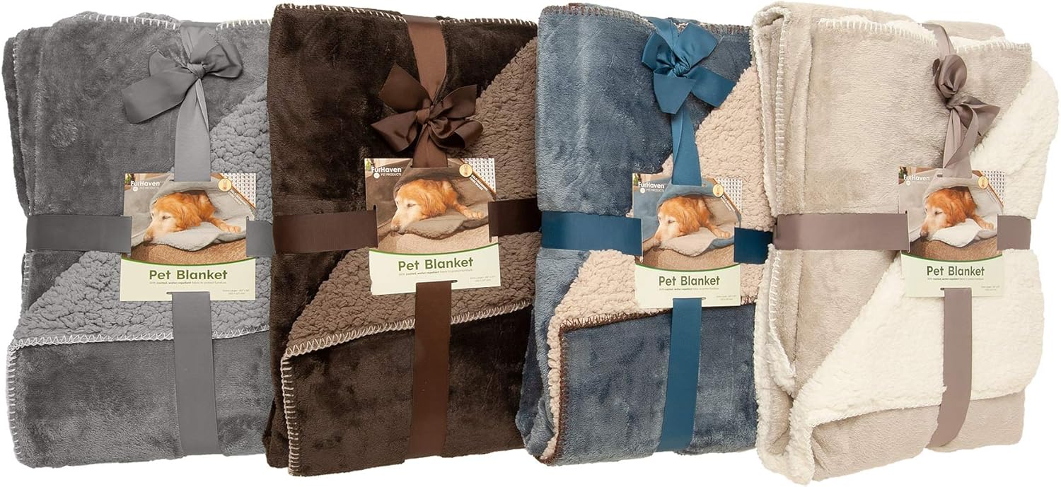 Furhaven Pet Dog Bed Blanket - Snuggly and Warm Faux Lambswool and Terry 100% Waterproof Insulated Thermal Self-Warming Pet Bed Throw Blanket for Dogs and Cats, Espresso, Extra Large : Pet Supplies