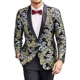 COOFANDY Men's Floral Tuxedo Jacket Luxury Embroidered Stylish Suit Blazer Jacket for Wedding Party Dinner
