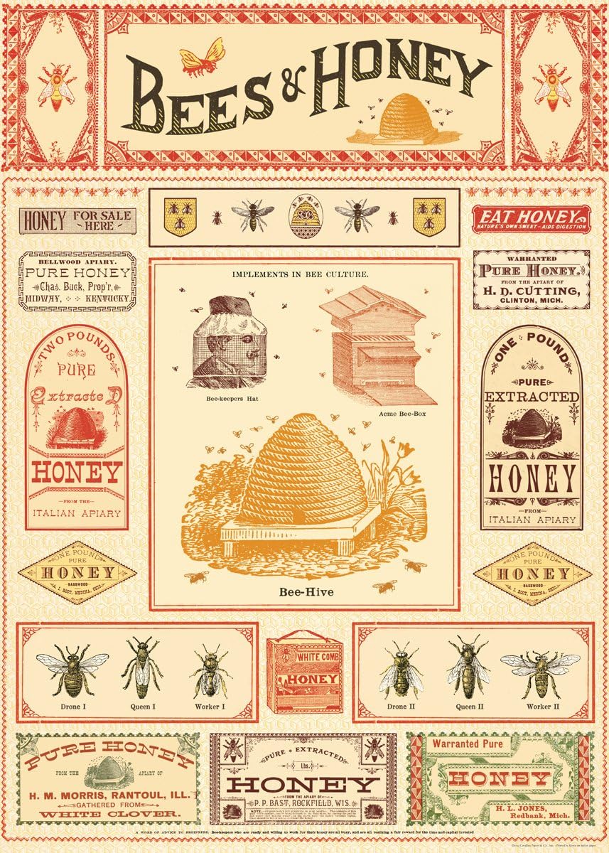 Cavallini Wrapping Paper (Bees & Honey)