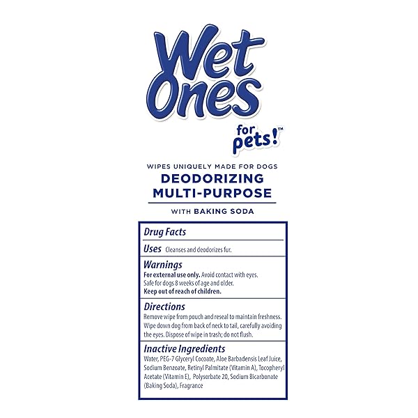 WET ONES FOR PETS DEODORIZING MULTI-PURPOSE DOG WIPES WITH BAKING SODA DOG DEODORIZING WIPES FOR ALL DOGS IN TROPICAL SPLASH SCENT,WET ONES WIPES WITH WET LOCK SEAL POUCH DOG WIPES(PACK OF 1,30 COUNT)