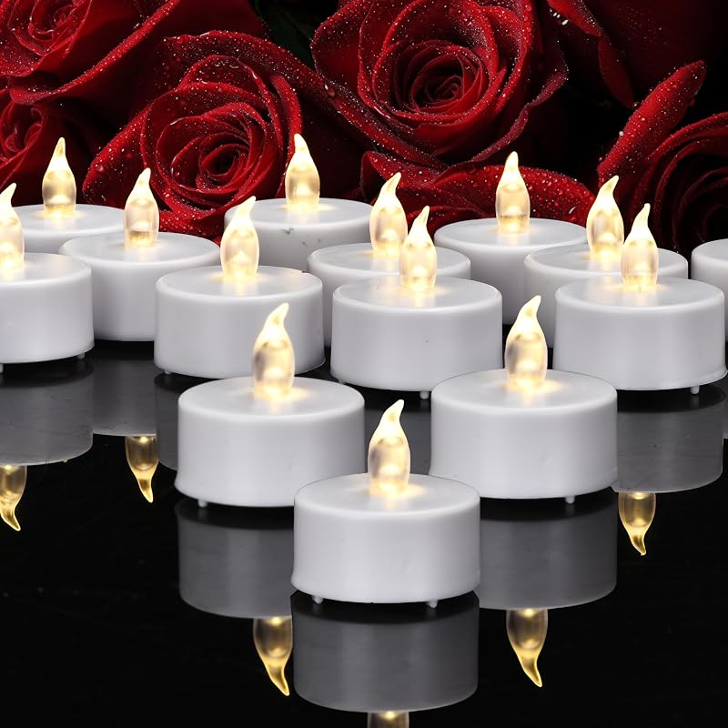 PILLOBOX 24Pack LED Tea Lights Flameless with 200 Hour Battery Life Warm White