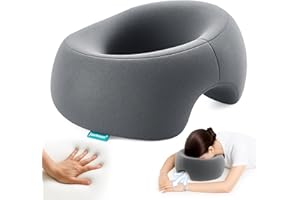 JAXMOON Massage Headrest for Bed, Ergonomic Memory Foam Massage Pillow, Face Down Pillow for Massage & Sleep, Breathable Face Pillow for Spa, Napping & Skincare, Relieves Neck Pain & Wrinkles, Grey