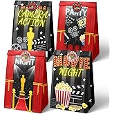 HaPiBiDesign Movie Night Party Favor Bags - 24 Pcs Candy Bags with Stickers - Themed Birthday Party Supplies