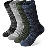 Justay 4 Pairs Merino Wool Socks for Women, Hiking Thermal Warm Winter Cozy Thick Boot Socks for Women Gifts