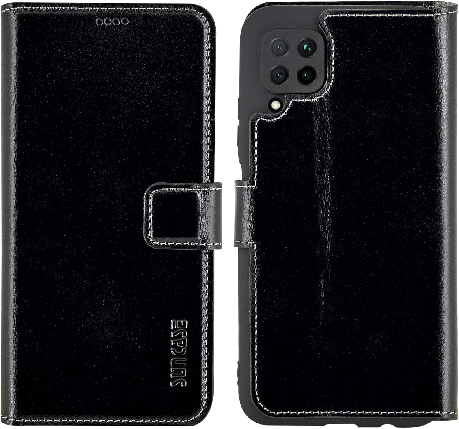 Suncase Book-Style Case Compatible with Huawei P40 Lite Leather Case (Slim Fit) Leather Mobile Phone Case Protective Case with 3 Card Slots in Black - Image 4