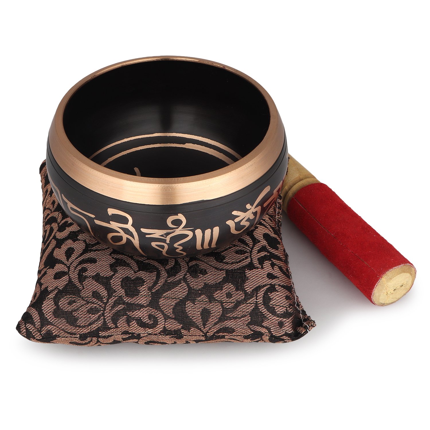 Zap Impex ® Tibetan Meditation Om Mani Singing Bowl / Cushion / Mallet 4 Inches Black