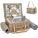 19Pcs Picnic Basket for 2 with Blanket - Wicker