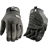 Wells Lamont Men's FX3 Extreme Dexterity Work Gloves – Padded, Ergonomic Work Gloves, Touchscreen Compatible – Heavy Duty Synthetic Leather with Reinforced Fingertips and Adjustable Fit – Gray - XXL