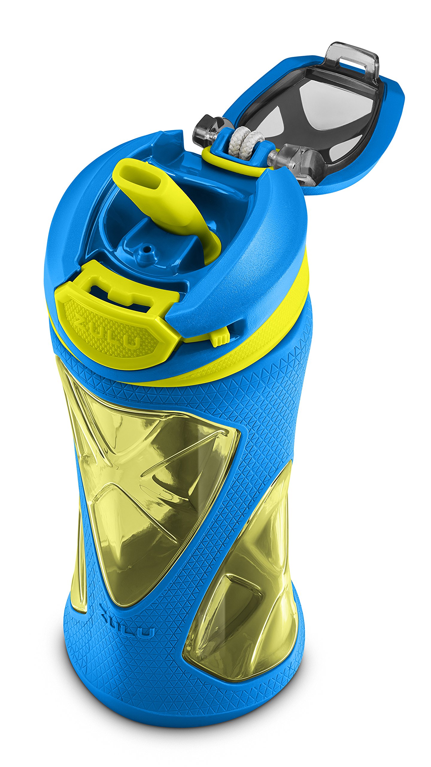 ZULU Torque BPAFree Plastic Water Bottle with Flip Straw, 16 oz, Blue