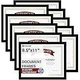 NEXCOVER Diploma Frame Black 10 Pack, 8.5 x 11 Certificate Frame with HD Plexiglass, 8.5 by 11 Picture Frames for Documents, Photos, Posters, Artworks, Horizontal and Vertical Wall Display