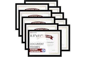NEXCOVER Diploma Frame Black 10 Pack, 8.5 x 11 Certificate Frame with HD Plexiglass, 8.5 by 11 Picture Frames for Documents, Photos, Posters, Artworks, Horizontal and Vertical Wall Display