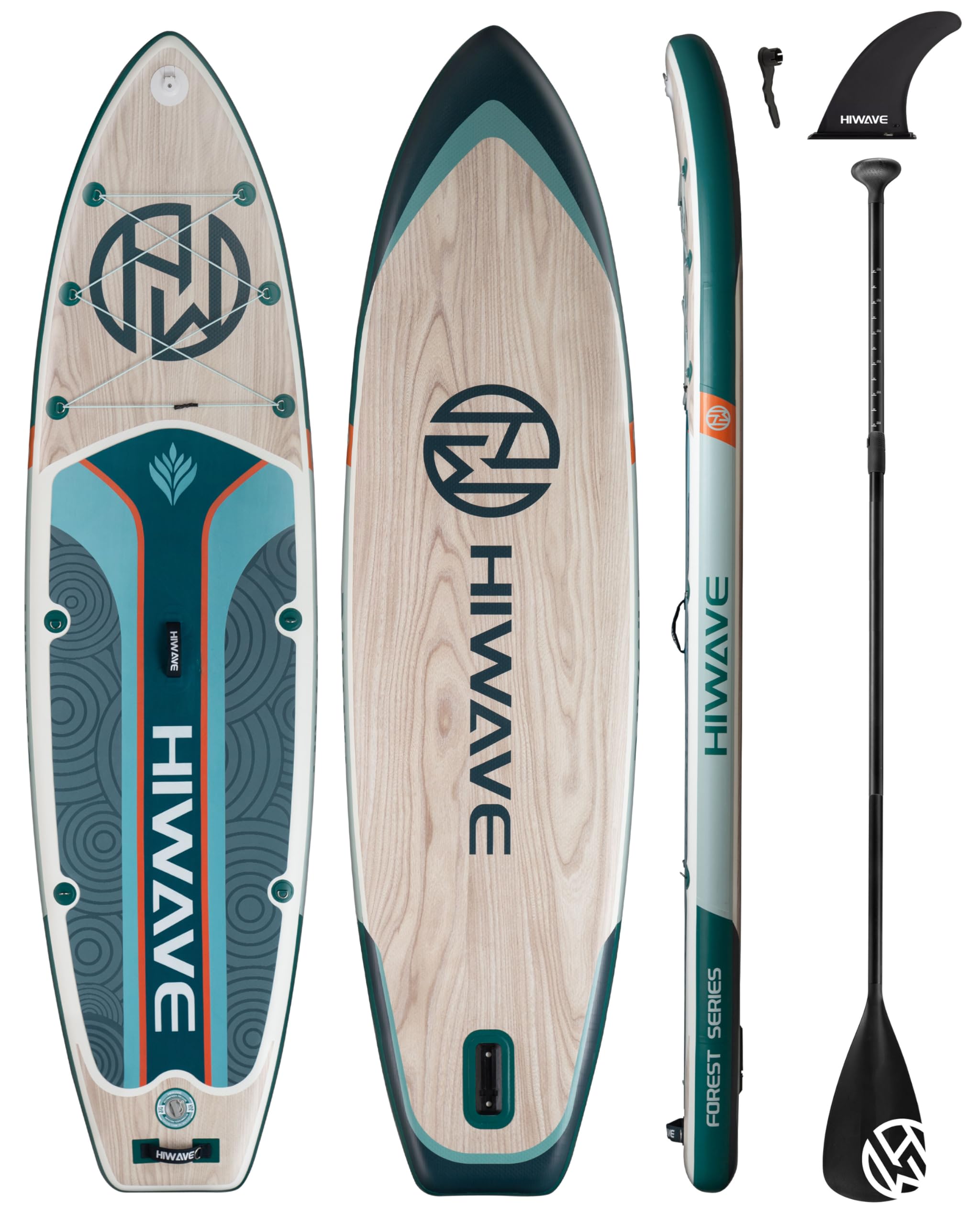 Photo 1 of Hiwave Inflatable Stand Up Paddle Board 11’*34”*6” Sup Board, 450lbs Capicity, Pet Friendly Paddle Board for Ocean&Lake, w/Kayak Seat, 3pc Kayak Loating Paddle