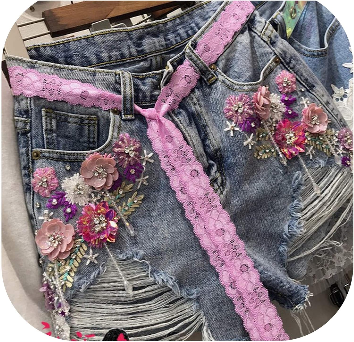 jean shorts with rhinestones