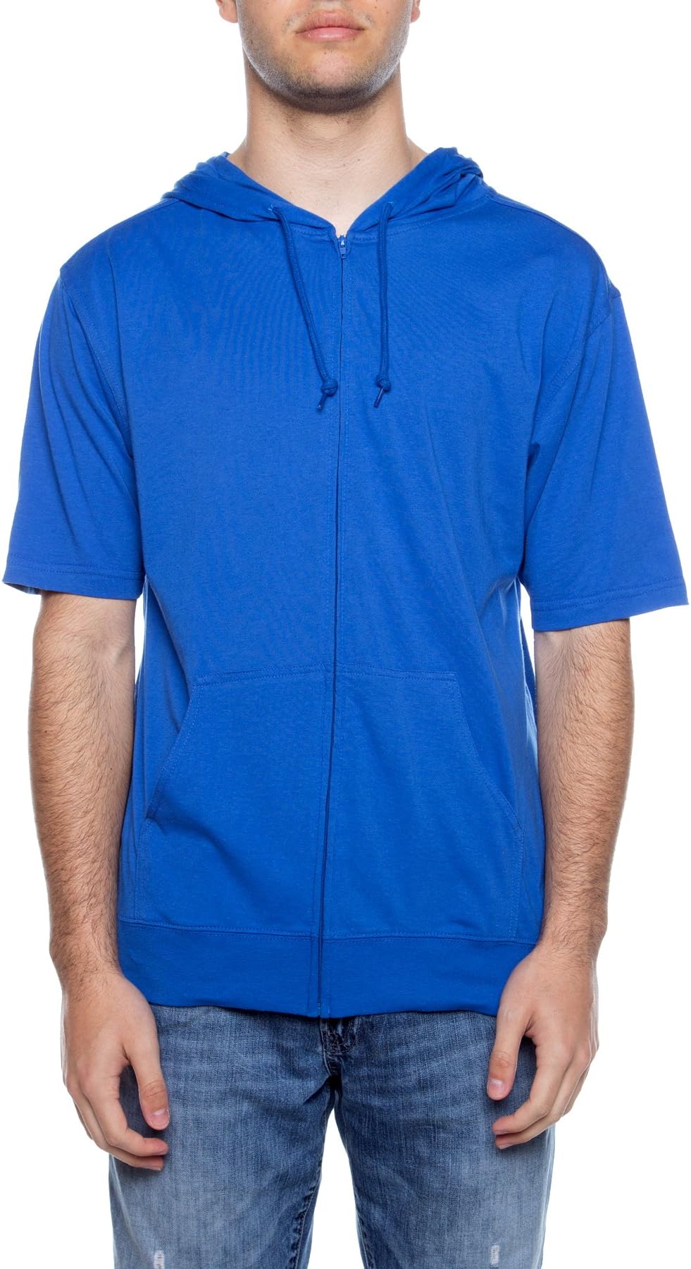 CottonhoodUnisex Short Sleeve Zip Hoodie, Lightweight Jersey Zip Up Hoodie for Men and Women, Casual Short Sleeve Hoodie