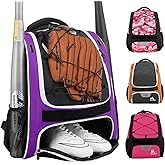Hsmihair Baseball Bag-Baseball Backpack Holder for Baseball, Large Main Compartment,Softball Tball& Gear for Youth and Adults