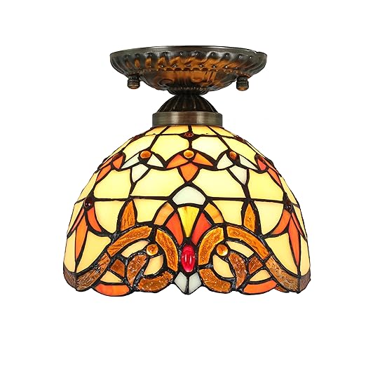 Gweat 8 Inch European Baroque 1 Light Tiffany Ceiling Light