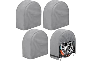 K-Musculo RV Tire Covers 4-Pack, 5 Layer Nonwoven Waterproof Wheel Covers for RV Wheel Travel Trailer Camper Truck SUV, Fit 33-35 Inch Tire Diameter (Gray)