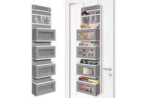 GIRAFFE CREATION Heavy Duty Over Door Organizer, Wall Mount Hanging Organizer Storage with 4 Large Capacity Pockets, Closet Bathroom Nursery Bedroom Dorm, Toys Cosmetics Sundries and Baby Essentials, Gray