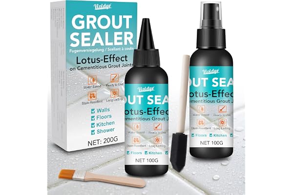 Grout Sealer, 7oz/200g Waterproof Grout Sealant Spray with Squeeze Tip, 100% Safe Grouts Repair Kit for Shower, Bathroom, Flo