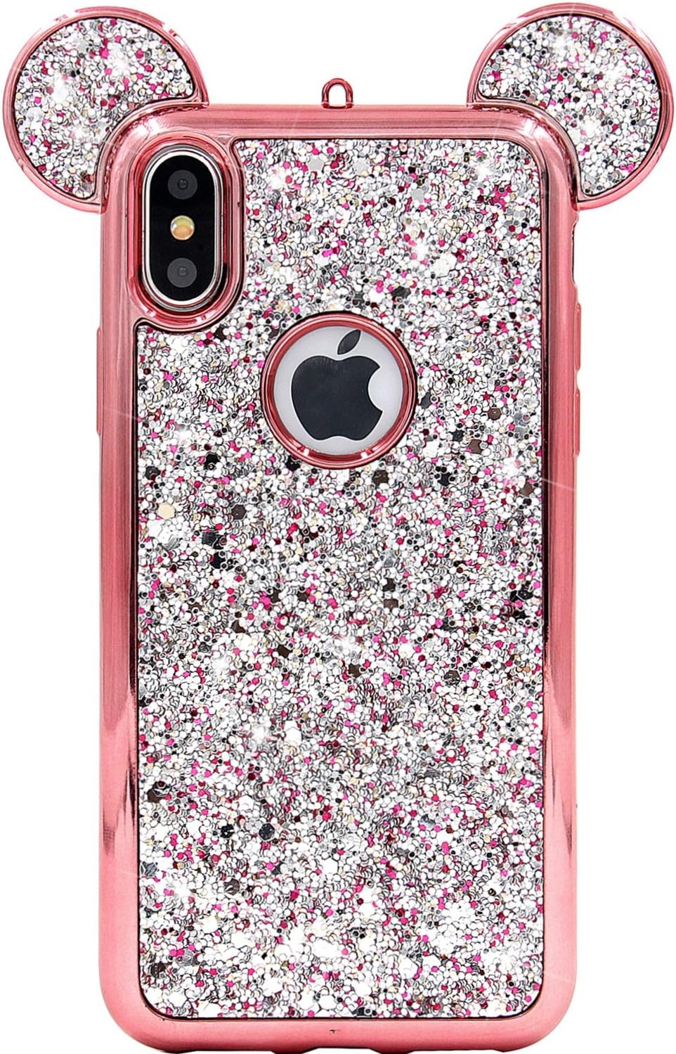 iPhone Xs Max Case, MC Fashion Cute Sparkle Bling Glitter 3D Mickey Mouse Ears Soft TPU Rubber Case Teens Girls Women for Apple iPhone Xs Max (2018) 6.5-Inch (Rose Gold)