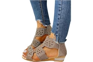 Eduavar Sandals for Women Dressy,Boho Sandals Womens Sandals Low Wedges Peep Toe Wrapped Sexy Cute Diamond Dressy Sandals