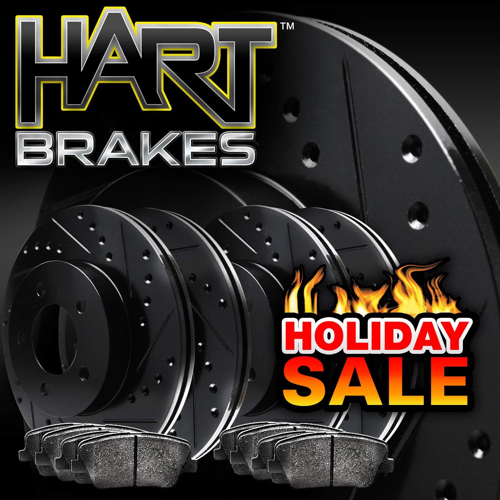 Fit 2009-2019 Nissan Maxima Black Hart Full Kit Brake Rotors Kit+Ceramic Brake Pads