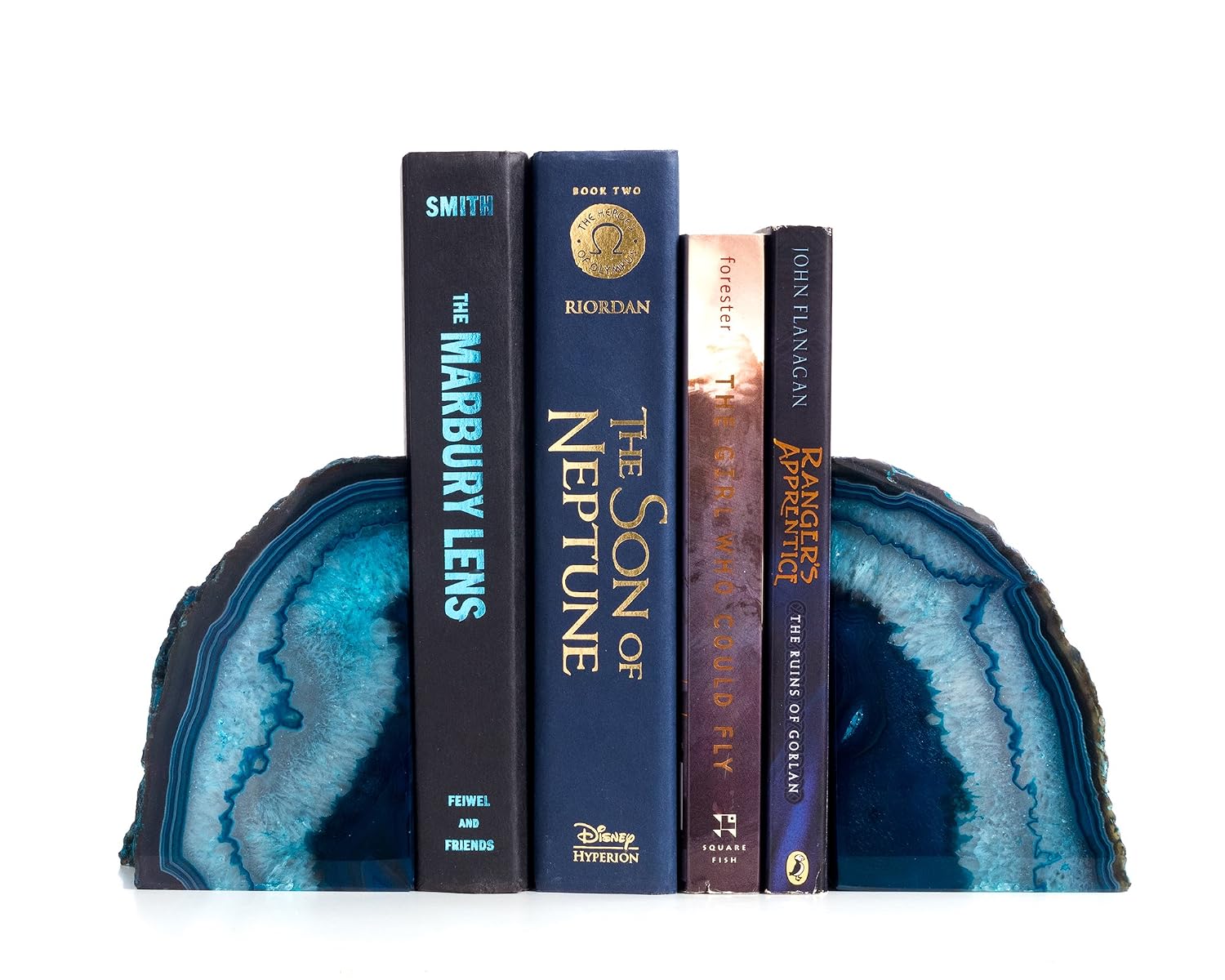 Blue Agate Geode Bookend