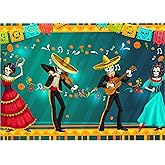 BELECO 7x5ft Fabric Day of The Dead Photography Backdrop Mexican Fiesta Sugar Skull Flowers Colorful Flag Banners Background Dia DE Los Muertos Dress-up Birthday Party Supplies Photo Booth Props