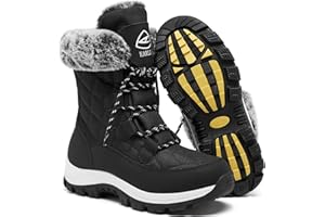 EARLDE Women’s Snow Boot With Waterproof Lace Up Mid-Calf Outdoor Winter Deep Tread Rubber Sole