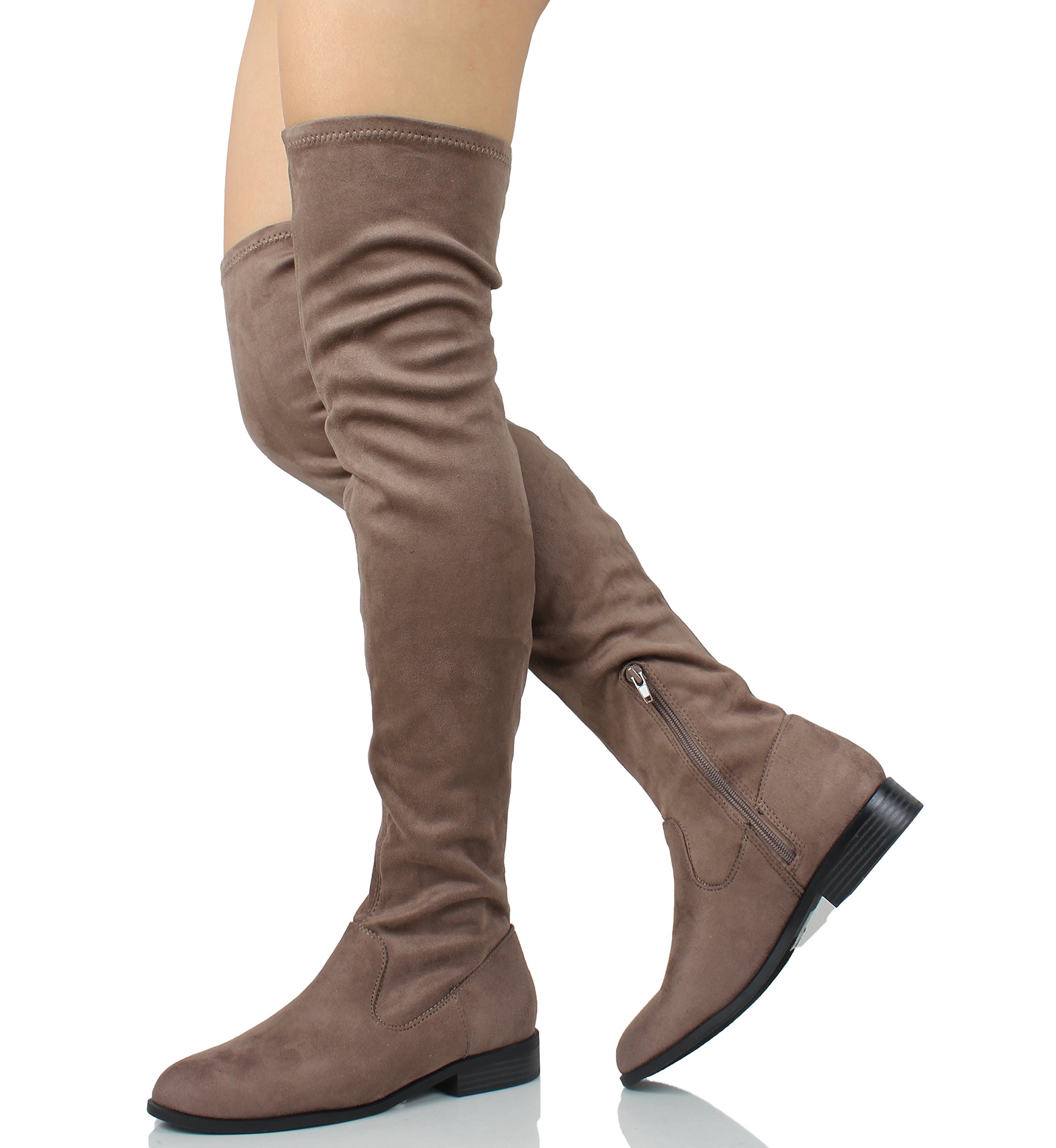 City Classified Women's Closed Toe Over The Knee Low Heel Boot (Dark Taupe, 7.5 B(M) US) - Image 5