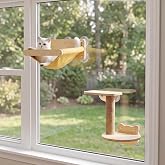 Cat Window Hammock Bed 4pcs/Set Cat Window Perch for Indoor Cats Seat with Two Shelves and One Scratching Post Sunction Cup Mounted