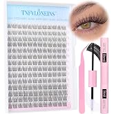 Natural Lash Extension Kit 168Pcs Lash Clusters Kit Wispy Eyelash Extensions 9-12MM Individual Lashes Extensions with Bond and Seal Lash Glue and Eyelash Extension Tweezers DIY at Home by TNFVLONEINS