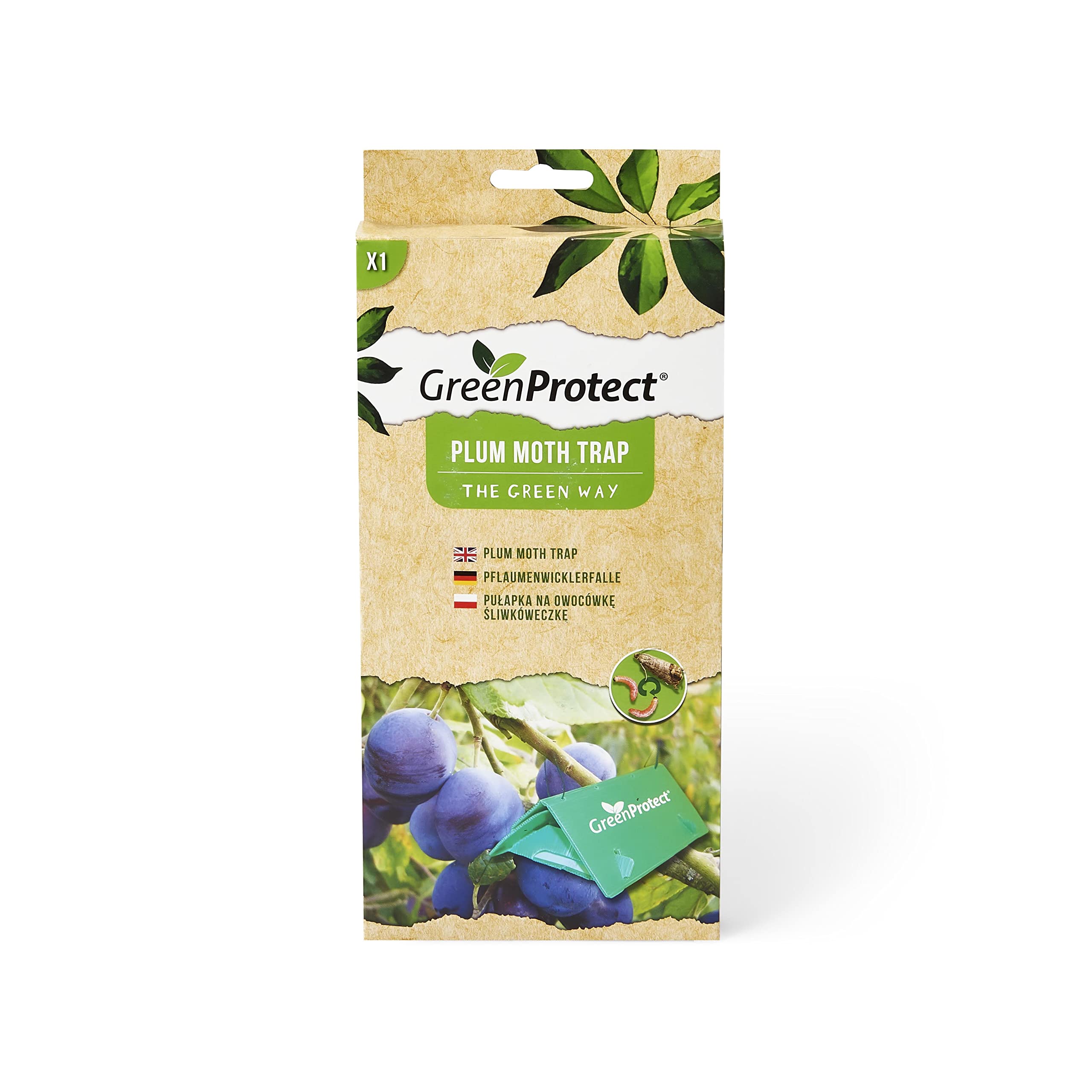 Green Protect Plum Moth Trap - Moth Repellent - Waterproof - Suitable for All Weather Conditions - Easy to Assemble, Position and Replace - Covers 500 - 700 m²