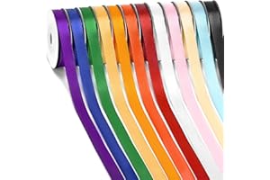 SOTMALTK Rainbow Satin Ribbon, 12 Colors 3/8 Inch x 12 Rolls Total 120 Yards, Colorful Ribbon Perfect for Gift Wrapping, Crafts Hair Bows, Flower Bouquet, Wedding Party Decoration and More
