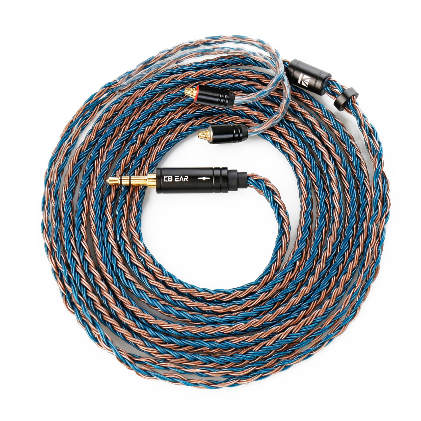 Yinyoo KBEAR 2-Meter MMCX Detachable Cable, Copper-Silver Replacement Headphone Cable for TIN-HIFI T2/T2 Plus/T4/SE315/SE425/SE535/SE846/SE215/UE900 Earphones (MMCX, 3.5mm, Brown-Blue)