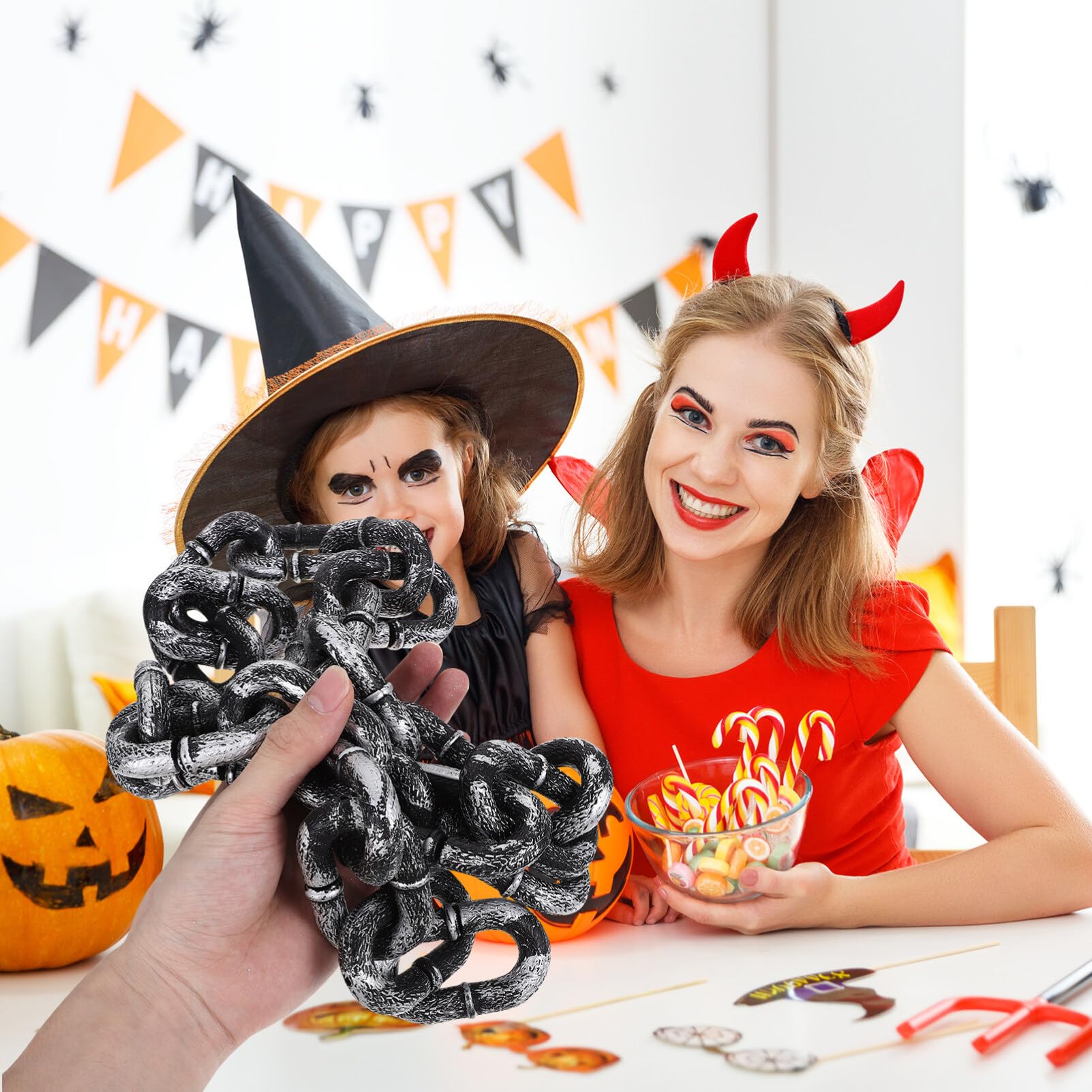 IMIKEYA Plastic Halloween Chains: 3.2 Feet Fake Chains Props for Cosplay Party Decoration