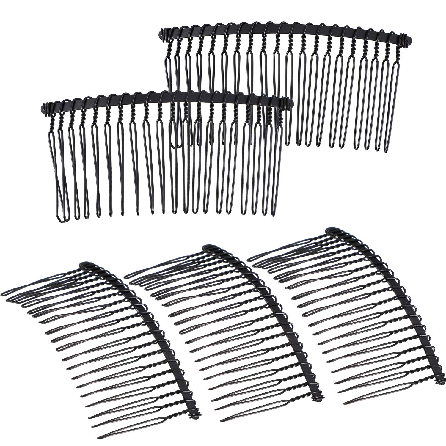 5 Pieces 20 Teeth Hair Clip Combs Metal Wire Hair Combs Wire Twist Bridal Wedding Veil Combs (Black) : Beauty