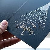 CLEVER SIGNS Silver Foil Christmas Cards, Pack of 24 with Envelopes, Christmas Cards Boxed, Christmas Card Bulk, Greeting Cards, Happy Holidays Cards, Xmas