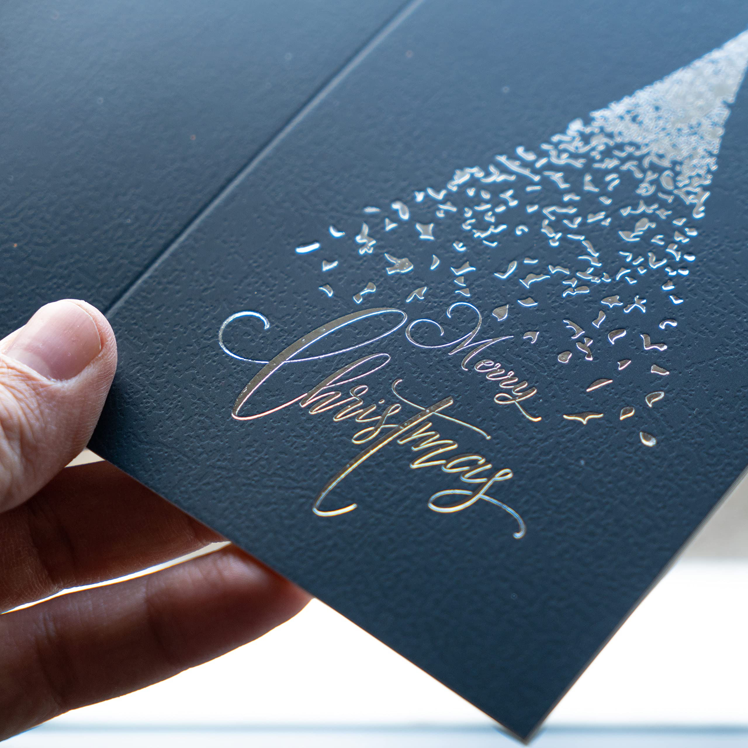 Silver Foil Holiday Cards, Christmas Cards, Pack of 24 with Envelopes, Christmas Cards Boxed, Christmas Card