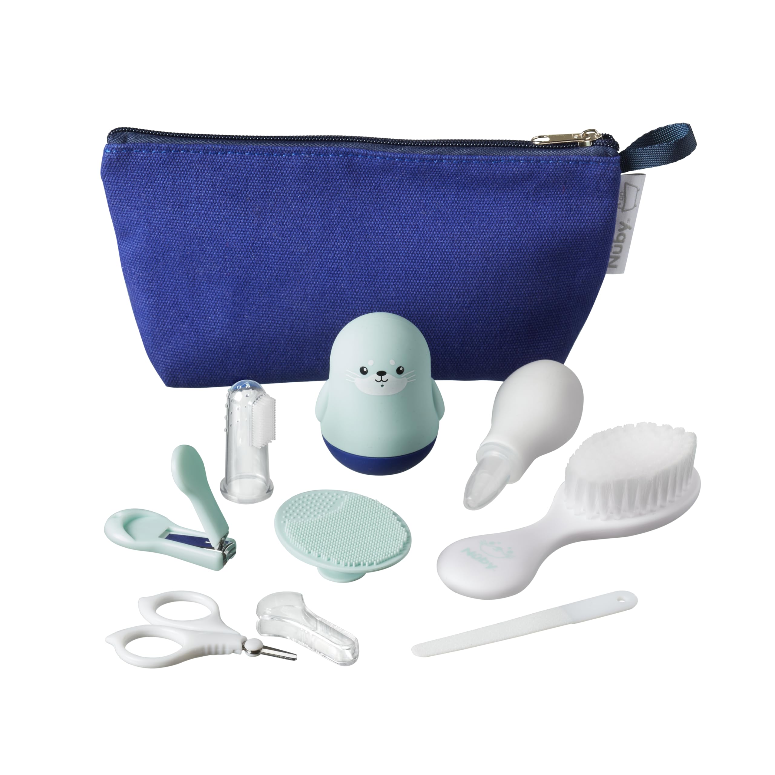 Nuby Baby Bathtime Care Kit with 8 Essential Grooming Items | Travel Bag | Waterproof Lining | Ideal for Travel or at Home