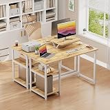 GreenForest 100cm Office Desk with Monitor Stand Oak Finish view 5