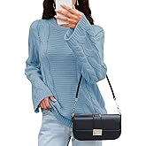 Balimtoy Women's Chunky Cable Knit Oversized Pullover Sweaters Casual Long Sleeve Crewneck Jumper Tops