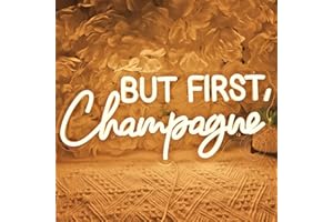 SYLHOME But First Champagne Led Neon Light Sign Home Bar Kitchen Man Cave Pub Wall Sign Decor Wedding Birthday Grad Party Backdrop Drinks Gifts 16.54"X7.1" USB Warm