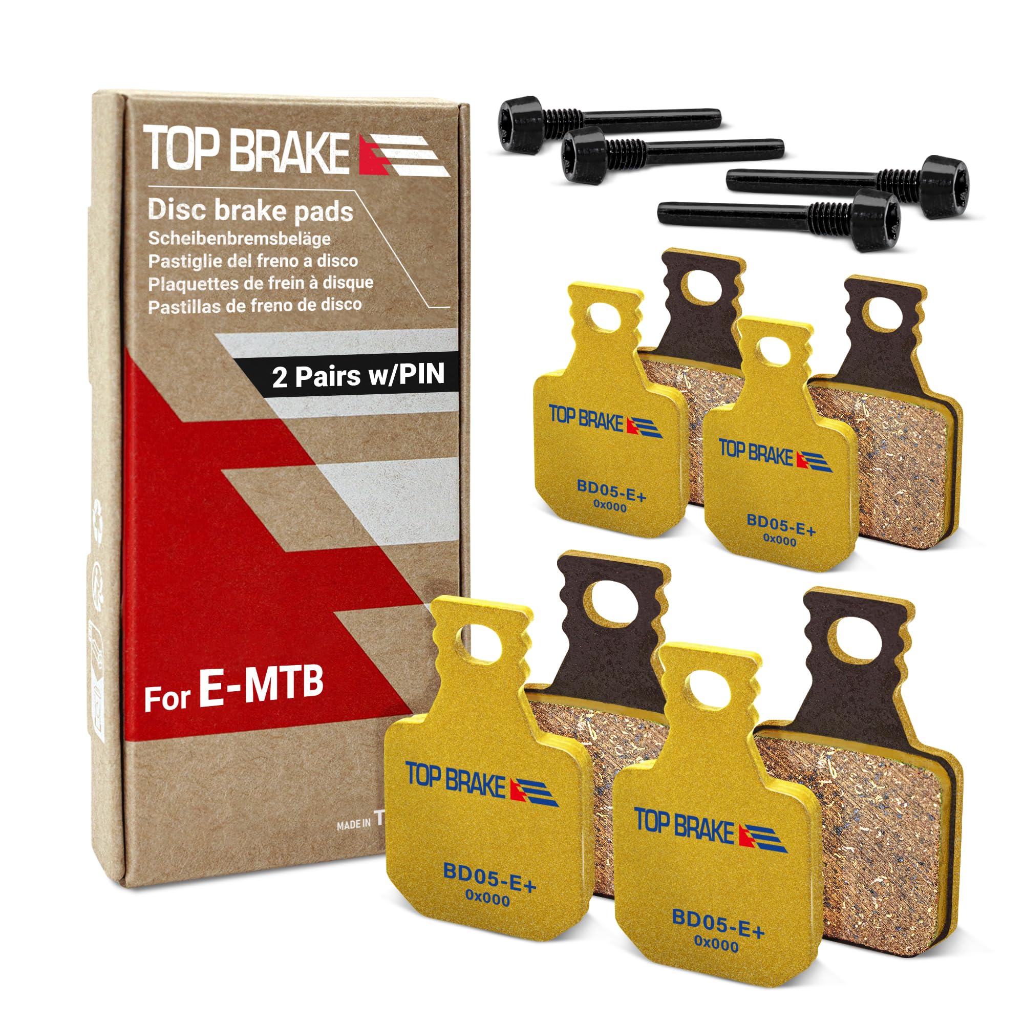 TOP BRAKE 2 Pairs Disc Bike Brake Pads for MAGURA 4 Piston MT5/ MT7/ MT5E/MT7 PRO/MT Trail Front (Pin Included)