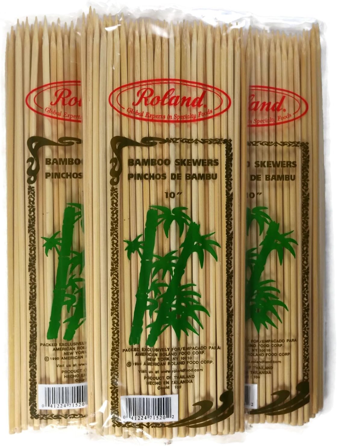 Roland Bamboo Skewers 10 Inches Long, 4mm, 100 Count Pack