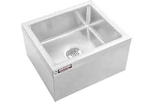 DuraSteel 19x22x12 Commercial Floor Mop Sink - NSF Certified 304 Stainless Steel Utility Room Service Basin with Leak Proof Flat Drain - Large Tub for Dog Washing, Filling Water Bucket, Cleanup