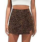luvamia Skorts for Woman Leopard Cheetah Print Mini Skirt with Shorts High Waisted Trendy Cute Stretchy Side Slit Skort