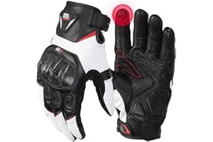 KEMIMOTO Sheepskin Leather Motorcycle Gloves for Men, Protective Motorcycle Gloves for Motocross Motorbike Dirt Bike Bicycle Racing ATV UTV