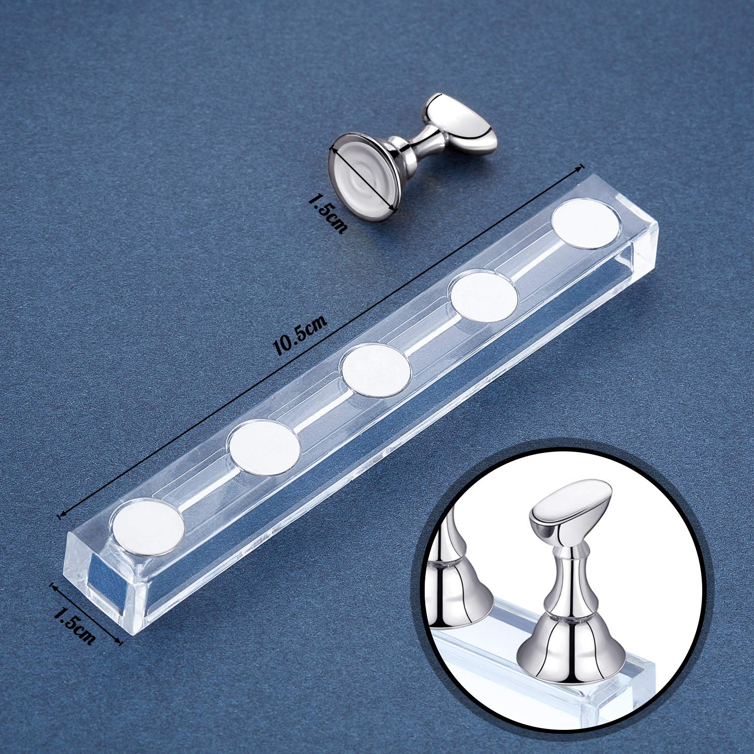 Blulu 2 Sets Nail Stand for Press on Acrylic Nails Display Practice Magnetic Fake Nail Holder for Painting Nails for False Fingernail Manicure Tool Home DIY Salon Supplies(Silver)