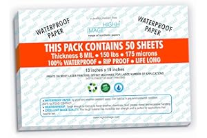 HIGHH IMAGE WATERPROOF PAPERS TEAR-PROOF PAPER, WEATHER-PROOF PAPER 13X19" 50 SHEETS, 150 LB THICK 8 MIL LASER PRINTER PAPER